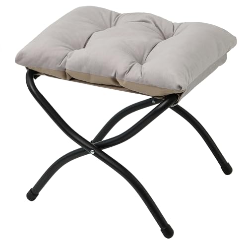15"(H) Folding Ottoman, Foldable Footrest Stool, Portable Small Foot Stool for Couch, Collapsible Foot Rest Ottoman for Sofa, Accent Padded Ottomans for Home, Living Room, Light Grey - color: Light Grey