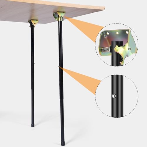 CroBlissful 2 Pcs Folding RV Table Legs 22.5-35.5 Inch RV Table Base Mount Adjustable Heavy Duty Desk Leg Lifting Telescopic Folding Support(Black) - color: Black