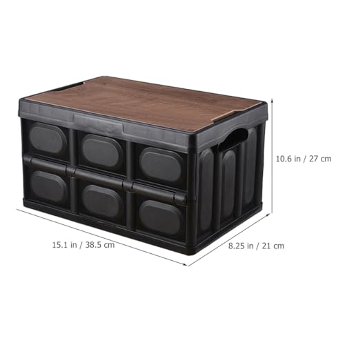 FOMIYES Foldable Camping Storage Box with Lid, Small 38.5x27x21cm Plastic Organizer Bin for Clothes and Sundries, Portable Collapsible Storage Container for Outdoor and Vehicle Use