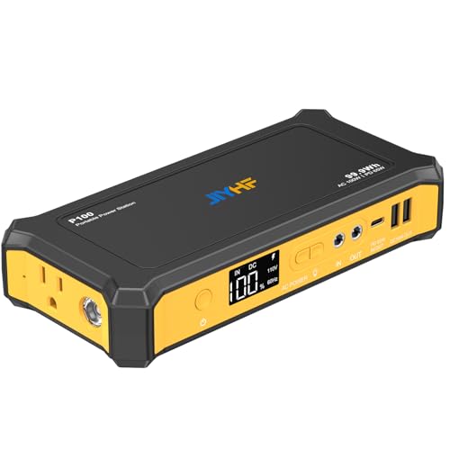 JIYHF Portable Power Station 99.9Wh, Laptop Charger & Backup Power with 65W USB-C PD, 100W AC Outlet, 12V DC Output, LED Light for Camping, Home Backup, Hurricane, Emergency, RV - style: P100 Orange