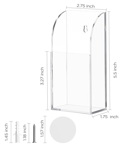 HBlife 2 Pcs Acrylic Remote Holder Organizer, Clear TV Remote Control Holder Wall Mount Remote Caddy for Bedside, Media Organizer Storage Box 1 Compartment - style: 1 Compartment, 2 PCS