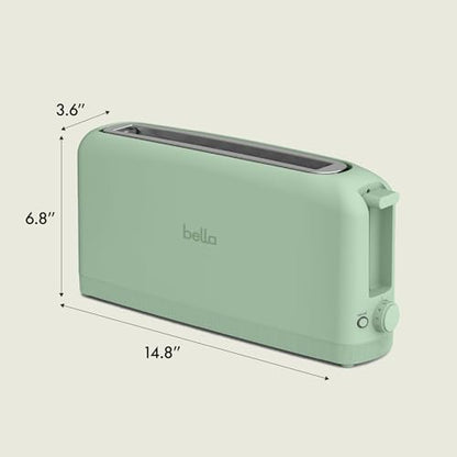 bella 2 Slice Slim Toaster, Fits-anywhere™ Kitchenware, 6 Setting Shade Control with Reheat & Cancel Buttons, Fits Sourdough, 10” Long Slot, Anti Jam & Auto Shutoff, 900 Watt, Seaglass - color: Sea Glass, size: 2 Slice