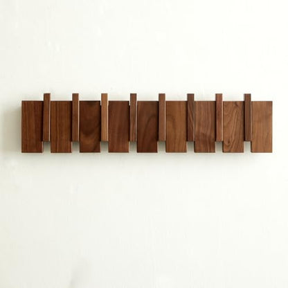 QUELLANCE Wood Coat Rack Wall Mount, Coat Hooks Hanger Wall Mounted, Heavy Duty Wall Coat Rack with 8 Hooks for Hanging Coats/Keys/Hats/Robe&Towels/Plants/Bags, Walnut - size: 8 Hooks