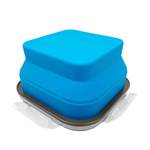CARTINTS Large 1200ml Collapsible Bowls with Lids Silicone Camping Bowls, with Airtight Lids, Microwave and Freezer Safe, Set of 3 - color: blue+grey+green