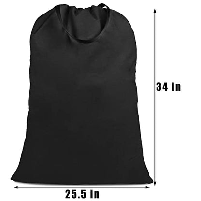 Cotton Canvas Laundry Bag with Handles & Drawstring Straps, Heavy Duty Extra Large Laundry Bags for Laundromat and Household, 25.5x34 Inch, Black - color: Black