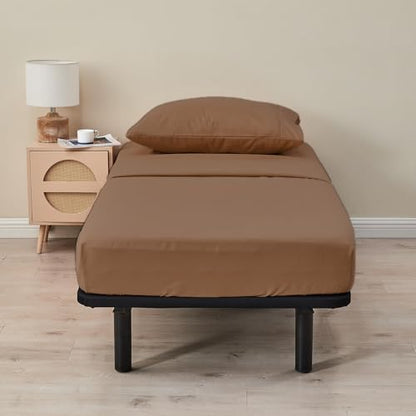 Kingnex 30x75x9 RV Bunk Sheets Set for Narrow Twin Bed Soft Brushed 1800 Microfiber 3 Piece Bedding Set Includes 1 Cot Size Fitted Sheet 1 Flat Sheet 1 Pillowcase Cot Coffe - color: Coffee, size: Cot 30x75 RV Bunk Set