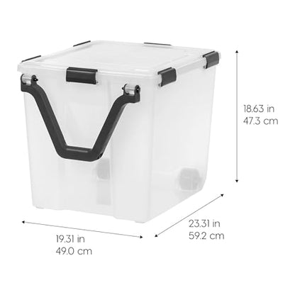 IRIS USA 6 Pack 106 Quart WEATHERPRO Wheeled Plastic Storage Bin Organization Container with Durable Lid, Seal & Secure Latching Buckles, Clear/Black - size: 106 Qt, style: 6 Pack