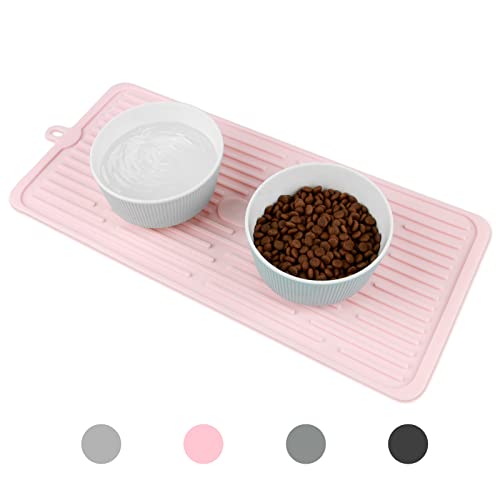 Pet Placemat for Dog and Cat,Mat for Prevent Food and Water Overflow,Portable and Foldable Mat,Suitable for Medium and Small Pet Placemat for Dog and Cat(Pink) - color: Pink, size: 18.3" x 8"
