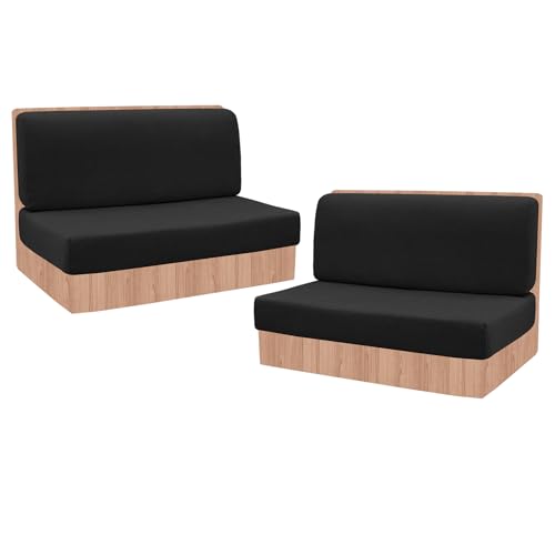 FUANGUI RV Dinette Cushion Covers - Stretch Camper Cushion Booth Seats Replacement - Washable Sofa Furniture Protector (Black, 2 Bench & 2 Backrest Covers) - color: Black