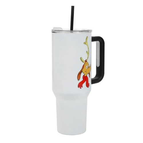 Bioworld The Grinch Max 40 Oz White Stainless Steel Tumbler with Handle - color: The Grinch Max