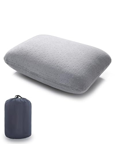 Travel Pillow Small Camping Pillow Memory Foam Bed Neck Soft Home Pillow Lightweight Easy to Carry Removable Pillow Cover for Travel,Sleeping,Nap and Neck,Knee,Leg,Lumbar Support Pillow (Light Gray) - color: Light Gray