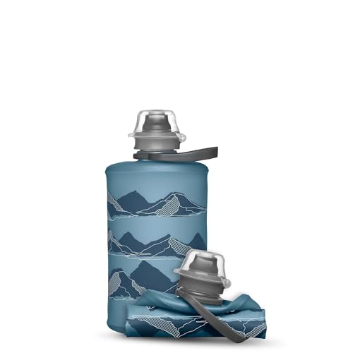 HydraPak Stow Collapsible Water Bottle – 350ml, 500ml, 1L – Ultralight, Leak-Proof, BPA-Free, Filter Compatible Travel & Hiking Flask - color: MTN Tahoe Blue, style: 12oz/350ml