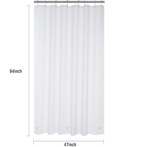 PEVA Plastic White Shower Liner 47 x 64 inch RV Shower Curtain for Travel Trailer-Camper Shower CurtainWashable - color: Pure White, size: 47"W x 64"L (Pack of 1)