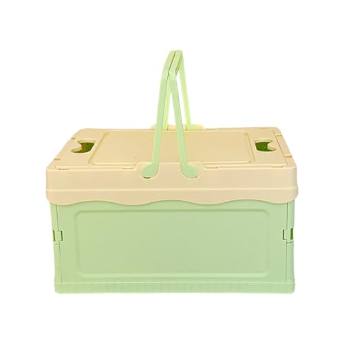 Folding Container with Lid for Camping Home Use Outdoor Gear Storage Organiser for Small Spaces Home Storage Organiser - color: Green, size: L