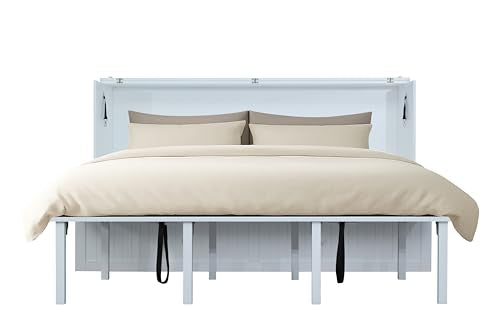 Mega Solutions Murphybedz Tuscany Murphy Cabinet Chest Bed with Charging Station 6 Inch (White, King) - color: White, size: King (U.S. Standard)