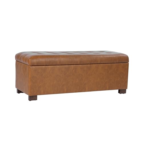 HomePop 46" Tufted Storage Bench - Vintage Saddle Brown - color: Vintage Saddle Brown