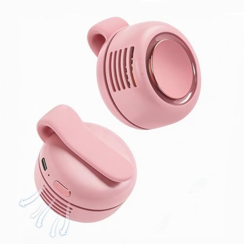 360° Rotatable Portable Mini Clip-on Fan, Small Fan Clip on for Shirt & Waist, Adjustable 3-Speed Suspended Whirlwind Cooler Fans, For Outdoor & Travel & Office, Travel Accessories Clips (Pink) - color: Pink