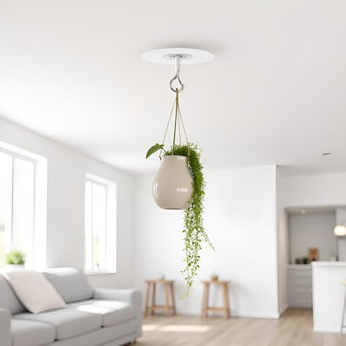 JJLFresheners Adhesive Ceiling Hooks with Safety Clasp, Stick-On Wall Hooks for Plants, Wind Chimes, Home Storage and Bathroom Decor