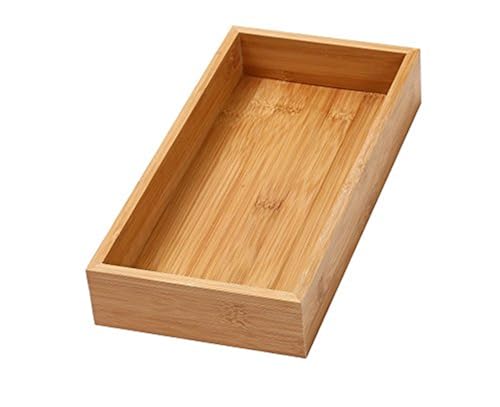 YBM HOME Bamboo Drawer Organizer Storage Box for Kitchen Drawer, Junk Drawer, Office, Bedroom, Children Room, Craft, Sewing, and Bathroom, 6x12x2 inch - size: 6x12x2 inch
