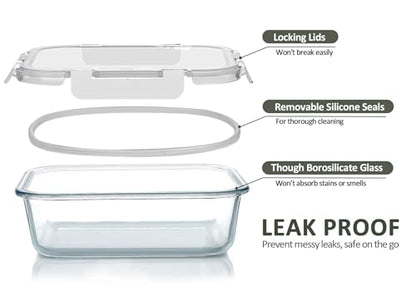 [80 oz & 36 oz]Extra Large Glass Food Storage/Baking Containers Set with Lids, 2 Pack 80 oz(10 cup)&2 Pack 36 oz (4.5 cup)Airtight Glass Container,Microwave,Oven,Freezer and Dishwasher, White - color: white