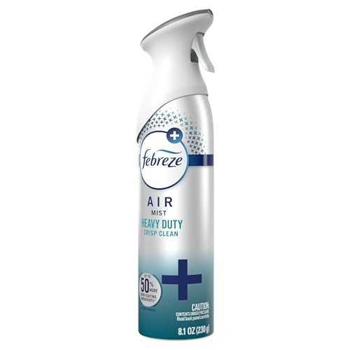 Febreze Air Mist, Air Freshener Spray, Odor Fighting Room Spray, Deodorizer for Home Bathroom Kitchen Office Apartment Dorm Room Classroom, Heavy Duty Crisp Clean Scent, 8.1oz, (Pack of 6) - style: HD Crisp Clean