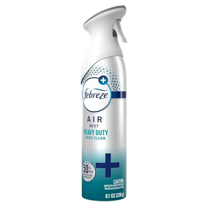 Febreze Air Mist, Air Freshener Spray, Odor Fighting Room Spray, Deodorizer for Home Bathroom Kitchen Office Apartment Dorm Room Classroom, Heavy Duty Crisp Clean Scent, 8.1oz, (Pack of 6) - style: HD Crisp Clean