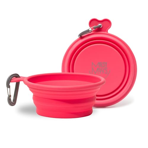 Messy Mutts Silicone Collapsible Bowl | Pet Travel Necessity | Portable Water or Food Dish | Pop Up Watering Bowl | Camping, Hiking, Walking Accessory | Large, 3 Cups | Watermelon - color: Watermelon, size: 3 Cups
