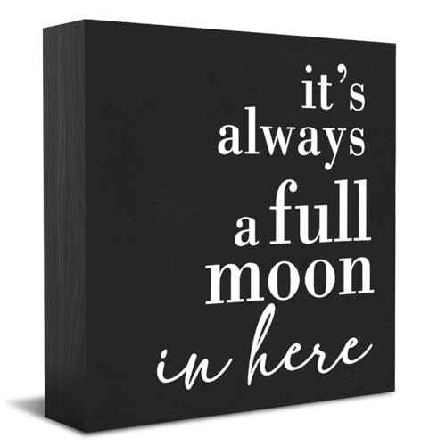 Humorous Bathroom Decor Sign Bathroom Decorations Home Decor Funny Toilet Paper Toothbrush Desk Decor for Women Men Coworker Rustic Wooden Box Sign for Home Farmhouse Tabletop Toilet Counter Black - color: Moon2