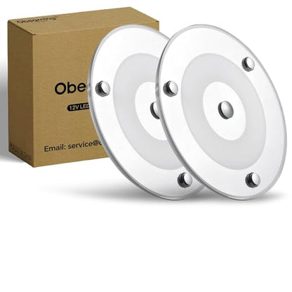 2 Pack 12V LED Ceiling Dome Light 400LM, 4.75" Dimmable Interior Light for RV Boat Camper Van Travel Trailer Truck Sailboat Interior Lighting,Surface Mount & Touch Switch (Warm White) - color: 4.75" Warm White
