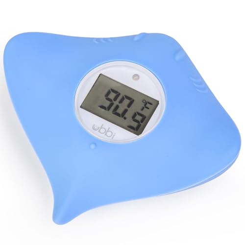 Ubbi Stingray Baby Bath Thermometer for Newborns and Infants, Accurate and Instant High and Low Digital Reads, Floating Silicone Safety Thermometer, Newborn Registry Must Haves, Blue - style: Bath Thermometer