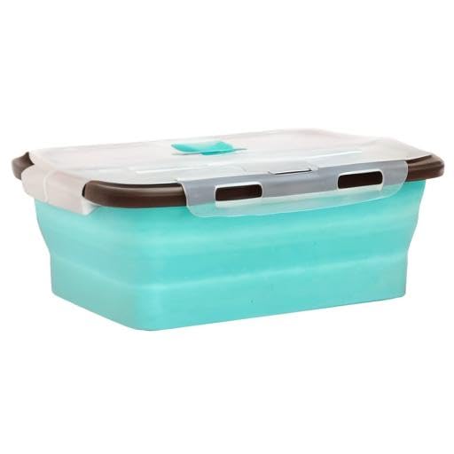 CARTINTS Set of 3 Collapsible Food Storage Containers with Lids, Collapsible Silicone Bowls, Silicone Lunch Containers, For Meal Prep, Camping, Travel, Microwave and Freezer Safe,500ml,Blue - color: Blue