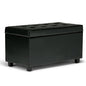 SIMPLIHOME Cosmopolitan Storage Ottoman - 34 inch Wide Upholstered Vegan Leather Rectangle Storage Ottoman Bench in Midnight Black, Transitional Tufted Ottoman for Living Room with Lift-Up Lid - color: Midnight Black