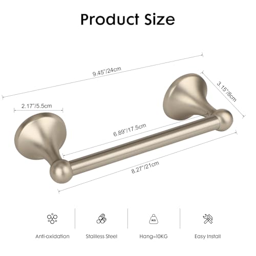 Antique Hand Towel Holder,Towel Ring Brushed Nickel for Bathroom,Towel Bar 9-Inch,Bathroom Accessories Towel Rack, Wall Mounted,Towel Hanger for Bathroom - color: Brushed Nickel