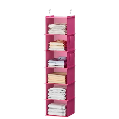 YOUDENOVA Hanging Closet Organizer, Closet Hanging Storage Shelves (Pink) - color: Pink