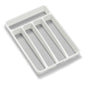 madesmart Small Silverware Tray, Compact 5 Compartment Flatware Organizer for Forks, Knives & Spoons, Non Slip, Soft Grip Lining, Fits Small Drawers, White - color: White