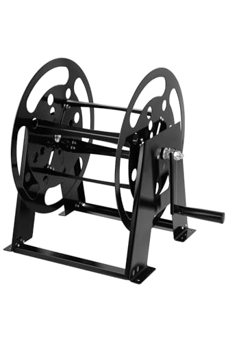 Dollate RV Extension Cord Reel Stand, Up to 200 Feet of 15A (12/3 AWG) Metal Reel Frame with Foldable Handle, Metal Heavy Duty Power Cord Storage Reel with Durable Bearings ＆ Anti-rust Coating