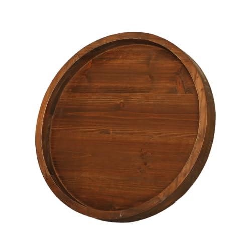 13.38 Inch Round Wood Lazy Susan Turntable Tray, Classic Style, Durable and Organizer for Cabinet Pantry Coffee Table Tray Brown