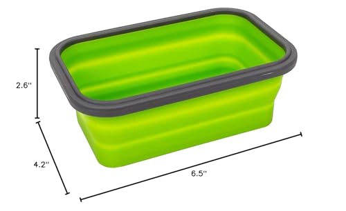 CARTINTS Set of 3 Collapsible Food Storage Containers with Lids, Collapsible Silicone Bowls, Silicone Lunch Containers, For Meal Prep, Camping, Travel, Microwave and Freezer Safe,500ml,Green - color: green