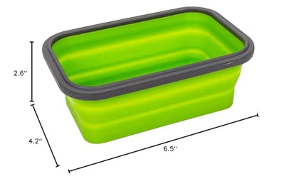 CARTINTS Set of 3 Collapsible Food Storage Containers with Lids, Collapsible Silicone Bowls, Silicone Lunch Containers, For Meal Prep, Camping, Travel, Microwave and Freezer Safe,500ml,Green - color: green