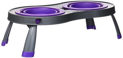 Dexas Popware for Pets Double Elevated Pet Feeder, Large, Gray/Purple - color: Gray/Purple, size: Large/2.5 Cup Capacity Bowls