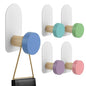 5Pcs Self Adhesive Hooks, Wooden Coat Hook in Animal Shapes, Multi Purpose Stick on Hooks Holder Wall Hook Door Hooks for Tea Towel Coat Kitchen Bathroom(Macaron Round)