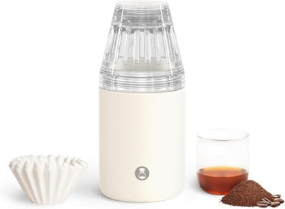 TIMEMORE Portable Coffee Maker Pour-Over Coffee Dripper Travel Coffee Cup | 10 Oz Manual Brewer for Home and Outdoors - Ceramic-Coated Stainless Steel Tumbler Capacity