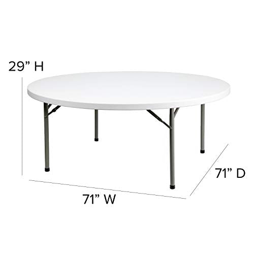 Flash Furniture Elon 6' Round All-Occasion Plastic Folding Event Table, Foldable Portable Banquet Table for Indoor/Outdoor Events, White - size: 6 Foot