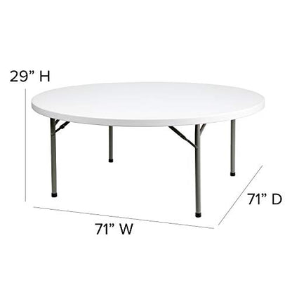 Flash Furniture Elon 6' Round All-Occasion Plastic Folding Event Table, Foldable Portable Banquet Table for Indoor/Outdoor Events, White - size: 6 Foot
