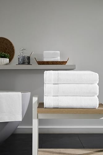 Ozdilek 4-Piece Bath Towels, 27x54 100% Turkish Cotton, Luxury Quick Dry, Extra Large, Fade-Resistant, Eco-Friendly, Spa Towel, Comfortable (White) - color: White
