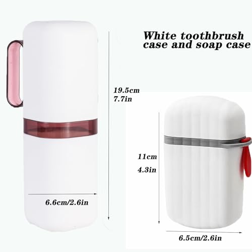 Travel Soap Case and Toothbrush Travel Case Portable Soap Holder Toothbrush Holder with Cover Leakproof Soap Container for Trip Bathroom Camping Gym Outdoor (red) - color: Red