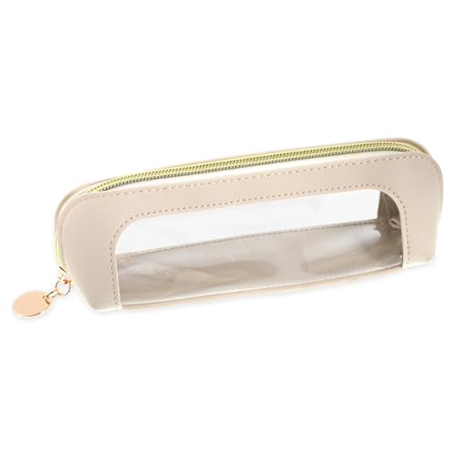 Clear Makeup Bag PU Leather Mini Makeup Pouch Transparent Portable Makeups Brush Case Travel Cosmetic Bag Waterproof Cosmetic Organizer Pouch with Zipper for Women Travel Office Home Makeups Storage - color: White