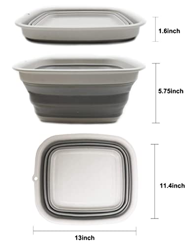 SAMMART 7.7L (2 Gallon) Collapsible Tub - Foldable Dish Tub - Portable Washing Basin - Space Saving Plastic Washtub (Grey, S) - color: Gray, size: Small