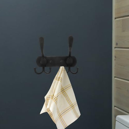 BESPORTBLE Multi-Functional Wall Mounted Storage Hooks, Black Triple Head Utility Hook for Bathroom, Kitchen, Bedroom, Key Hanger and Towel Holder for Home Organization