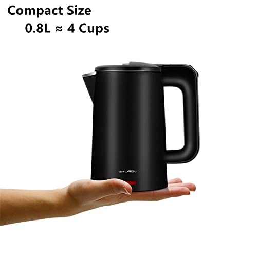 0.8L Electric Kettle Stainless Steel, 800 Watts Small Electric Kettle 27 Ounce Fast Boil Auto Shut-off, Portable Water Boiler for Small Kitchen, Business Trip and More